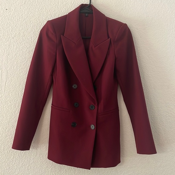 EXPRESS TAILORED LONG BLAZER MAROON WOMEN SIZE SX - Picture 1 of 5
